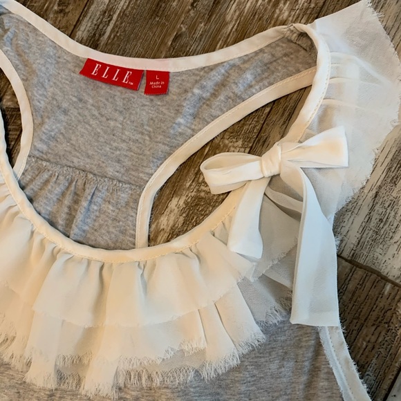 Cream & Gray Ruffle Racerback Tank - Picture 2 of 6